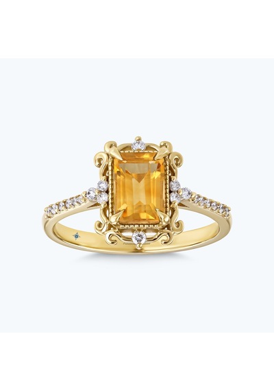 Altınbaş Pırlanta Sitrin Emerald Kesim Yüzük Pnf046ysı-14k