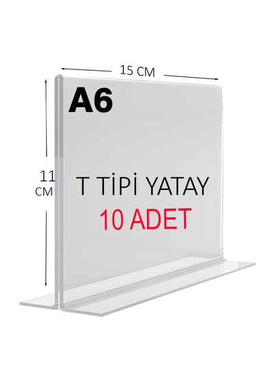 Heroglas 10adet A6 T Tipi Yatay Masa Üstü Şeffaf Pleksi / Föylük-fiyatlık-menü-broşürlük