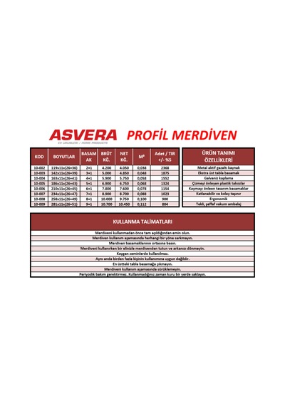 Elmas Serisi - 9+1 Basamaklı Katlanır Profil Merdiven Ev Bahçe Ofis Atölye İçin Sağlam Metal 1 Adet