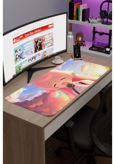 Blue Archive Kaymaz Dikişli Kauçuk Oyuncu Mousepad V1 - 90x40 Xxl Gaming Mouse Pad Fare Altlığı