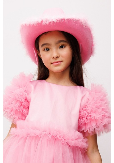 Le Mabelle Pembe Tüylü Kız Çocuk Kovboy Şapkası Pembe