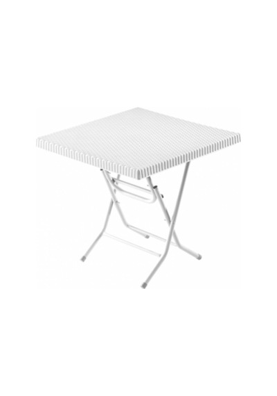 Rattan Katlanabilir Ayaklı Masa, 75x75 Cm, Beyaz Diğer