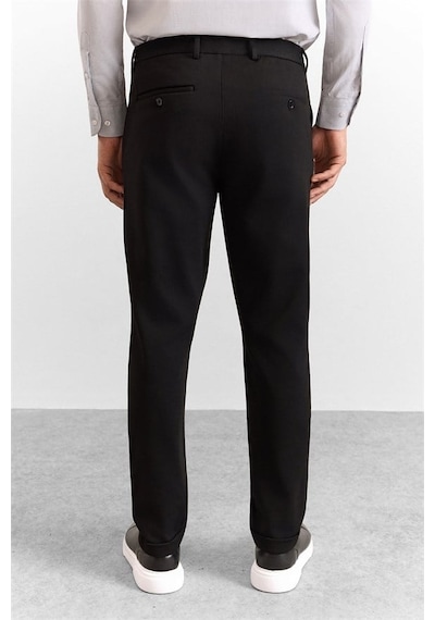 Süvari Siyah Slim Düz Twill Yarım Lastikli Jogger Pantolon Spn2020500026-s09