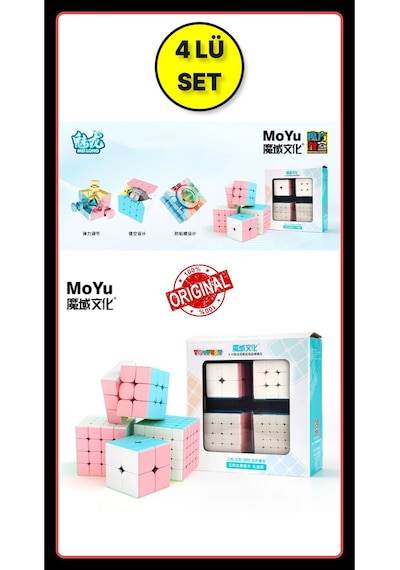 Moyu 2x2 & 3x3 & 4x4 & 5x5 Cube Set Pastel Renkli Stickersız 4 Lü Akıl Zeka Küp Seti