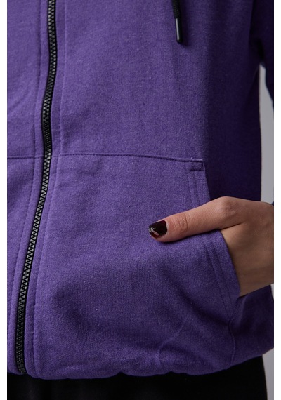 Defys Defy S Kadın Oversize Kapüşonlu Fermuarlı Cepli Sweatshirt Mor - 527346818 Mor