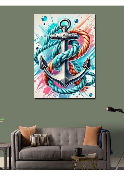 Kanvas Tablo Çapa Ve Deniz Motifi 100cmx140cm