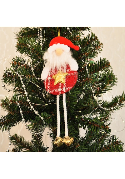 Yılbaşı Ağaç Süsü Zilli Cüce Kumaş Dekor 13 Cm