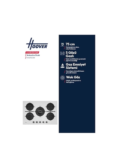 Hoover HVG74C3W 5 Gözlü Döküm Izgara Ankastre Ocak