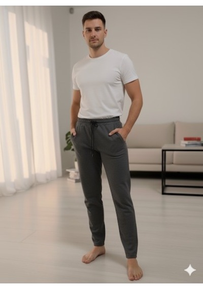 Muzon Eşofman Altı Yüksel Bel Düz Paça Cepli Unisex 3 İpli Şardonsuz Siyah