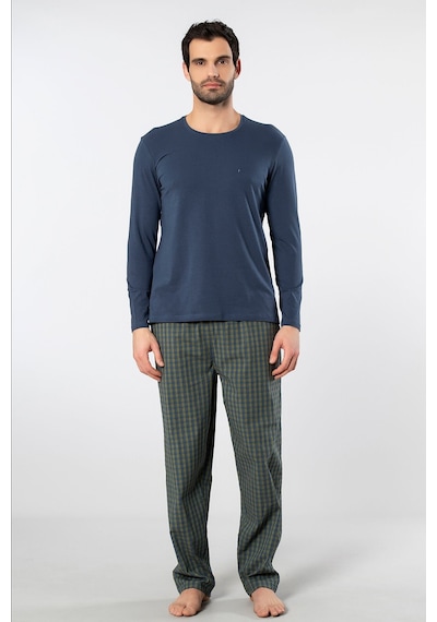 Cacharel Erkek Poplin O Yaka Uzun Kollu Pijama Takım 2239/yeşil 3 Lacivert
