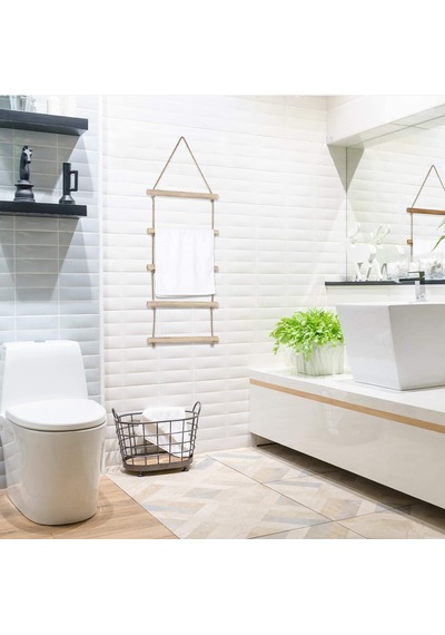 Bundera Towel Jüt Merdiven Ahşap Banyo Havlu Askısı Askılık Askı Çok Renkli