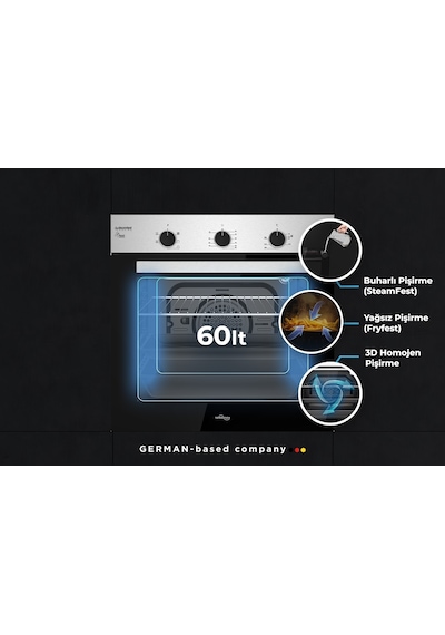 Tommatech TAF6006ISM 60 CM 60 L Ankastre Elektrikli Fırın Antrasit