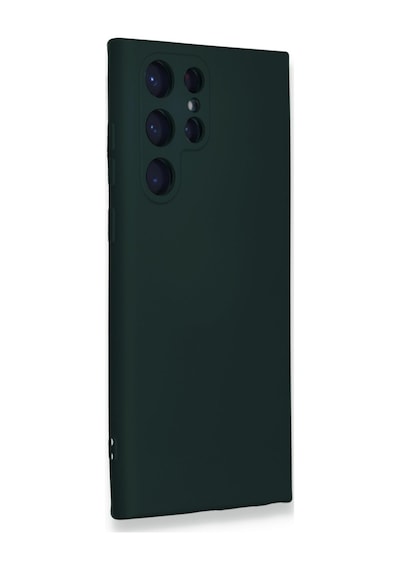 Samsung Galaxy Uyumlu   S23 Ultra Kılıf Nano İçi Kadife Silikon - Koyu Yeşil