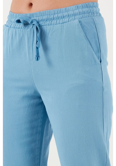 Lela Pamuklu Normal Bel Regular Fit Düz Paça Bayan Pantolon 668Yp42282S4 Mavi