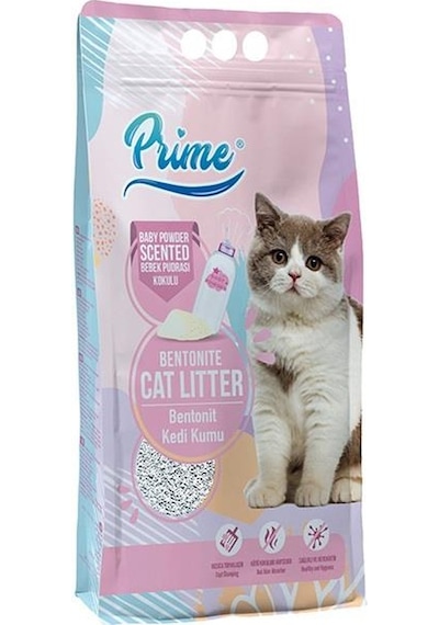 Prime Bebek Pudralı Kokulu Topaklaşan Kalın Bentonit Kedi Kumu 10 L