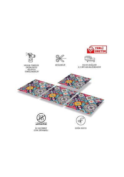 Tink Kendinden Yapışkanlı Pembe Karo Desenli Pvc Karo 30x30 Cm