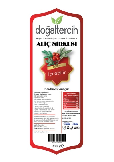 Doğaltercih İçilebilir Doğal Fermantasyon Alıç Sirkesi 500 Ml