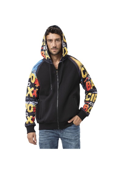 Cipo & Baxx Erkek Hoodie Sweatshirt Modern Baskılı, Kapüşonlu Mevsimlik Sweatshirt Cl589 Siyah