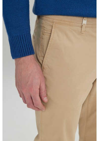 AC&Co / Altınyıldız Classics Erkek Bej Comfort Fit Rahat Kesim Pamuklu Esnek Armürlü Yan Cep Pantolon Bej