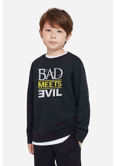 Tshirthane Bad Meets Evil Logo Baskılı Unisex Çocuk Siyah Sweatshirt Siyah