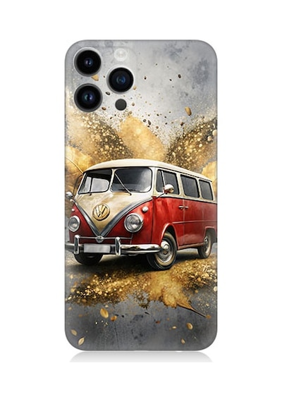 Apple Uyumlu iPhone 14 Pro  Klasik Minibüs Desenli Silikon Kılıf