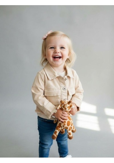 Zekids Kız Çocuk Kot Ceket-15762 Bej