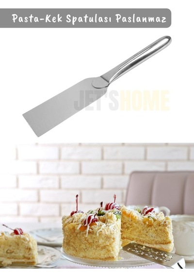Pasta Spatulası Paslanmaz Kek Spatulası Krema Spatula No:4 Çelik 31 Cm Metalik Gri