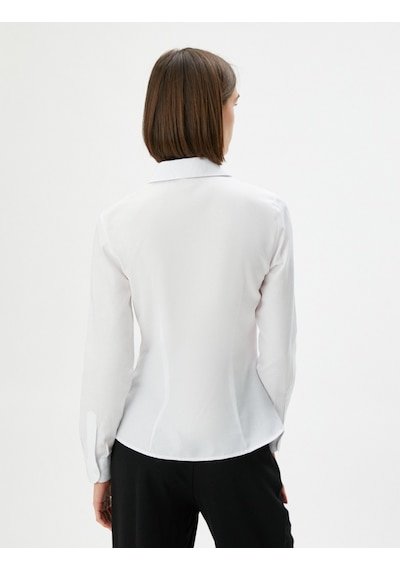 Koton Klasik Gömlek Uzun Kollu Düğmeli Slim Fit Beyaz 4sak60004uw 4SAK60004UW000 Beyaz