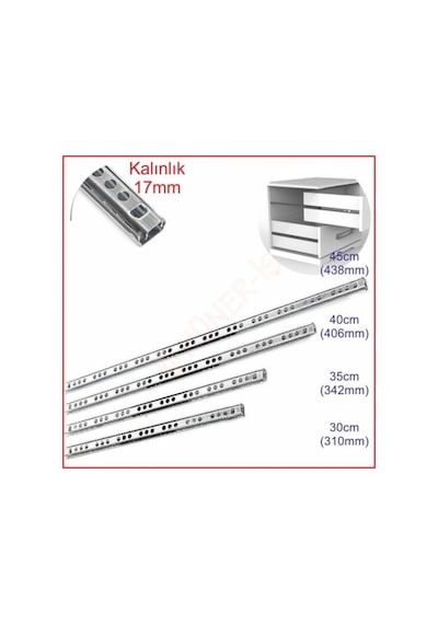 17Mm 40Cm Teleskopik Ince Ray (17X406) 5 Adet Fiyatıdır