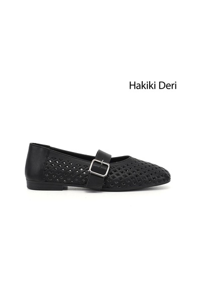 Gönderi(R) Gönderi R Kadın Siyah Baskılı Mary Jane Hakiki Deri Babet Dyza75645193 Siyah