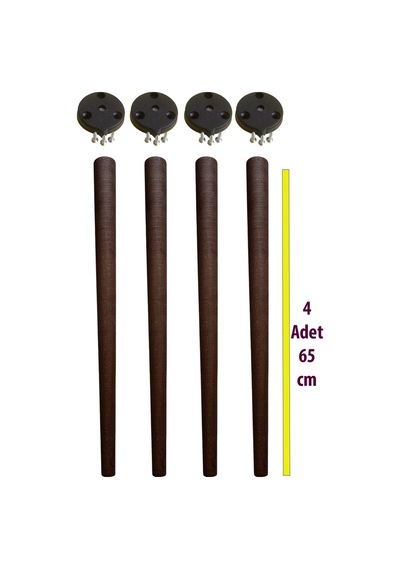 4 Adet Ceviz Vernikli Konik Ahşap Masa Ayağı 65 Cm Açılı Aparat Ve Montaj Vidası Dahil Kayın Ağacı