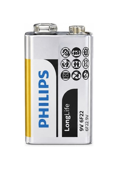 Philips Longlife 9v Kare Pil 6f22 Uzun Ömürlü Çinko Karbon Pil
