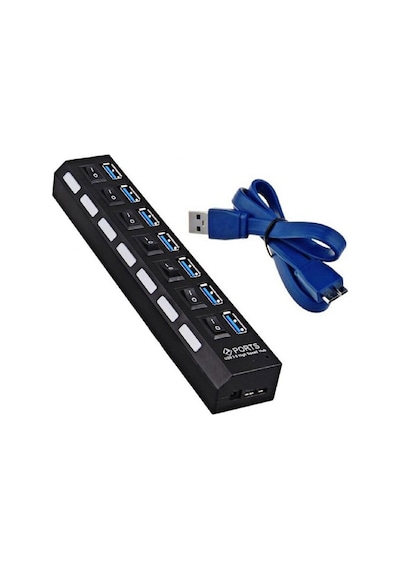 Yenilzd 7 Port Adaptörlü Usb Hub Çoklayıcı Usb 3.0 On Off Tuşlu