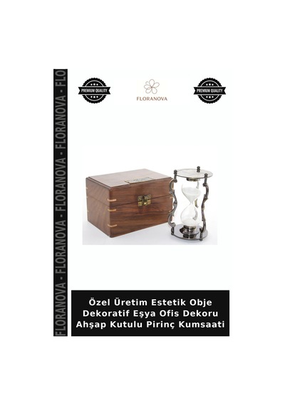 Özel Üretim Estetik Obje Dekoratif Eşya Ofis Dekoru Ahşap Kutulu Pirinç Kumsaati Çok Renkli