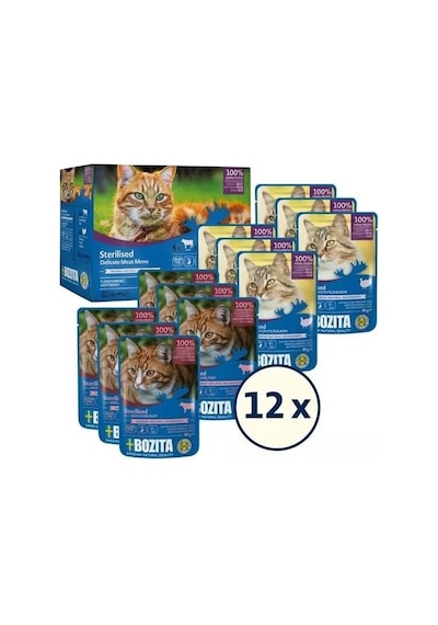 Bozita Kısırlaştırılmış Jöle İçinde Yaş Kedi Maması Multibox 12x85 Gr