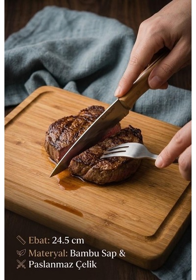 Bambum Gea - Steak Bıçağı Orta Bambu