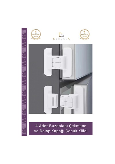 Kilit Çift Butonlu Emniyet Bebek Güvenlik Buzdolabı Çekmece Koruyucu Dolap Kapağı Çocuk Kilidi - 4 Çok Renkli