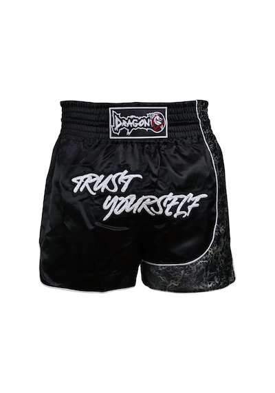 Dragondo Mt3408 Trust Yourself Siyah Muay Thai Kick Boks Şortu Siyah