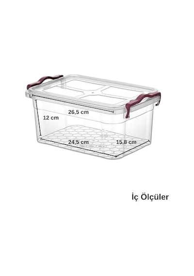 5 L Dikdörtgen Şeffaf Plastik Saklama Kabı, Kapaklı, İstiflenebilir, Çıt Çıt Kapaklı Depolama Kutusu Açık Ahşap