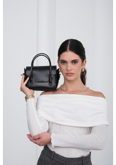 Shule Bags Dimple Retro El Ve Çapraz Çanta Siyah Siyah
