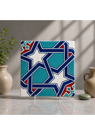 Armada Çini 20x20 Cm Ac 85 Geometrik İznik Desen Kütahya Çini Karo