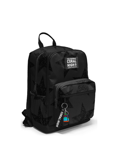 Coral High Siyah Gri Yıldız Desenli Okul Sırt Çantası 33237 Siyah