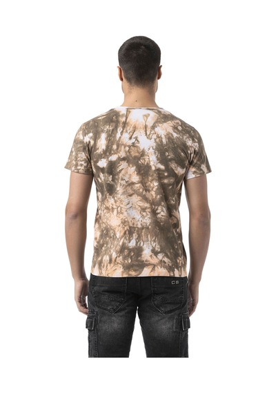 Cipo & Baxx Ct804 Erkek Tişört Baskı Yıkamalı, Regular Fit Brown Kahverengi