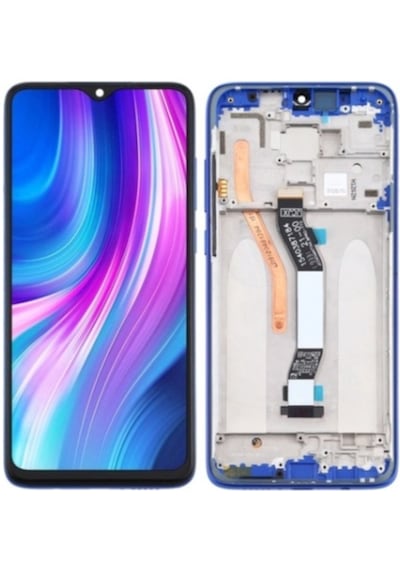 Xiaomi Redmi Note 8 Pro Uyumlu Çıtalı Servis Lcd Ekran Dokunmatik Mavi