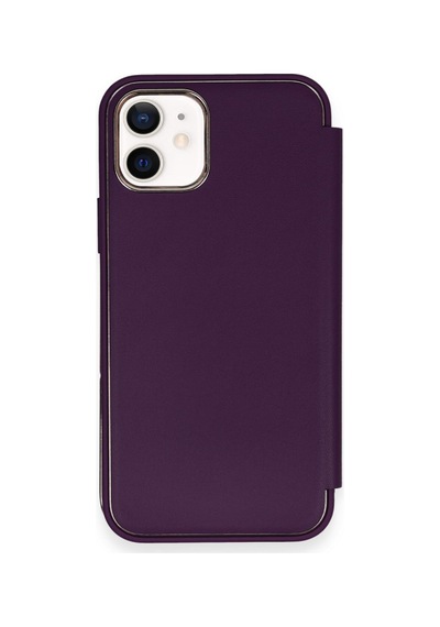 Apple iPhone Uyumlu 12 Kılıf Dolpin Kapaklı - Derin Mor Bzsxx00 1