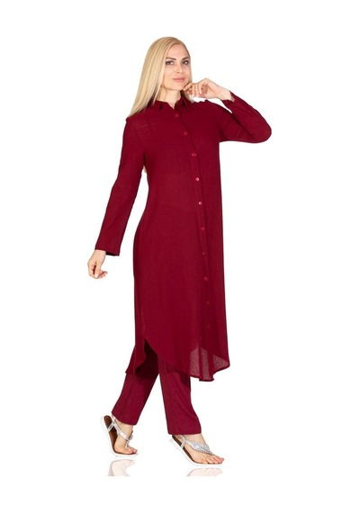 Eliş Şile Bezi Edanur Şile Bezi Tunik Bordo