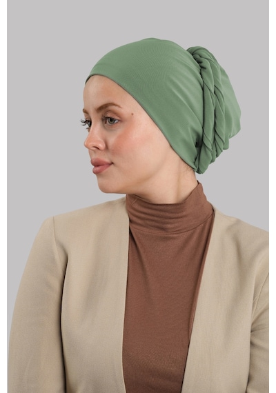 Hürrem Bone Yağ Yeşili Versa Kuyruklu Pratik Tesettür Bone Sandy Büzgülü 2515 36