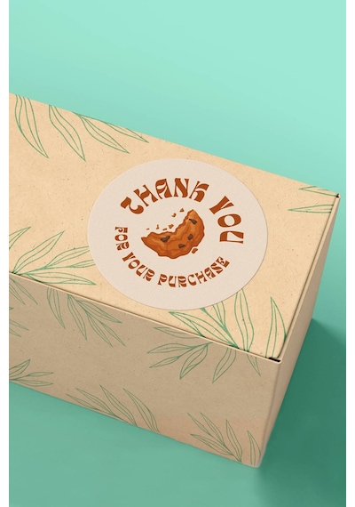 Kurabiyeli Thank You Purchase Sticker 3x3cm St2206 Çok Renkli