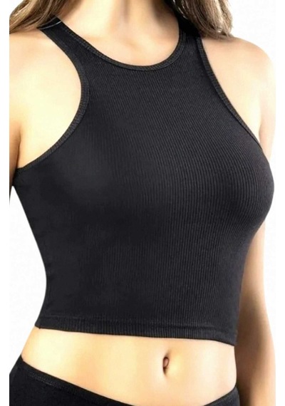 Uniquetrenders Kadın Geniş Askılı Kaşkorse Crop 3'lü Set Siyah