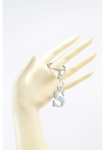 Gümüş Renkli Metal S Harfi Anahtarlık, Modern Stil Metal Kalp